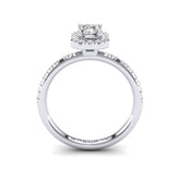 Gabriano Nathalie 4 tırnaklı tektaş yüzük; GIA-HRD sertifikalı emerald pırlanta ve beyaz altın montürün yandan görünüşü